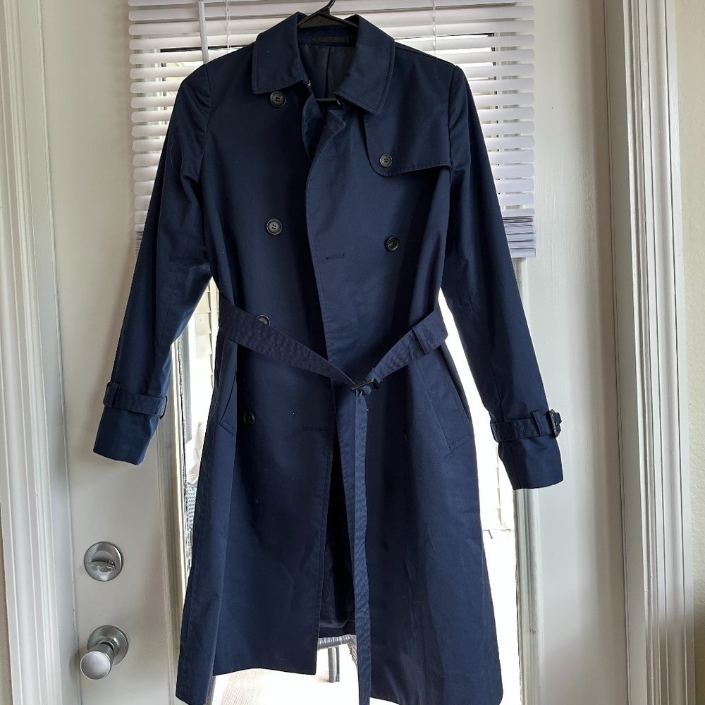 UNIQLO Navy Belted Trench Coat